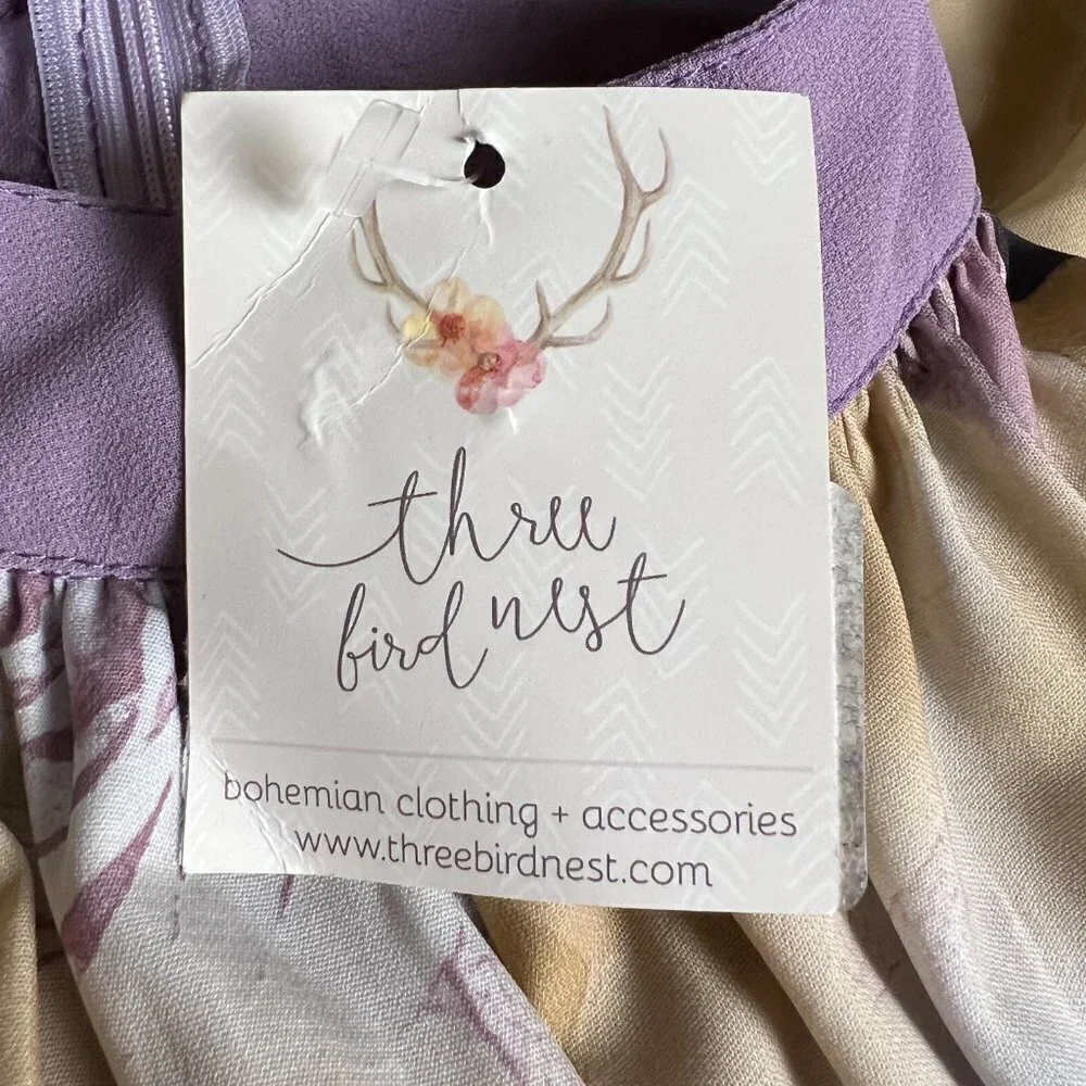 Three Bird Nest Purple Floral Maxi Dress - Picture 12 of 12